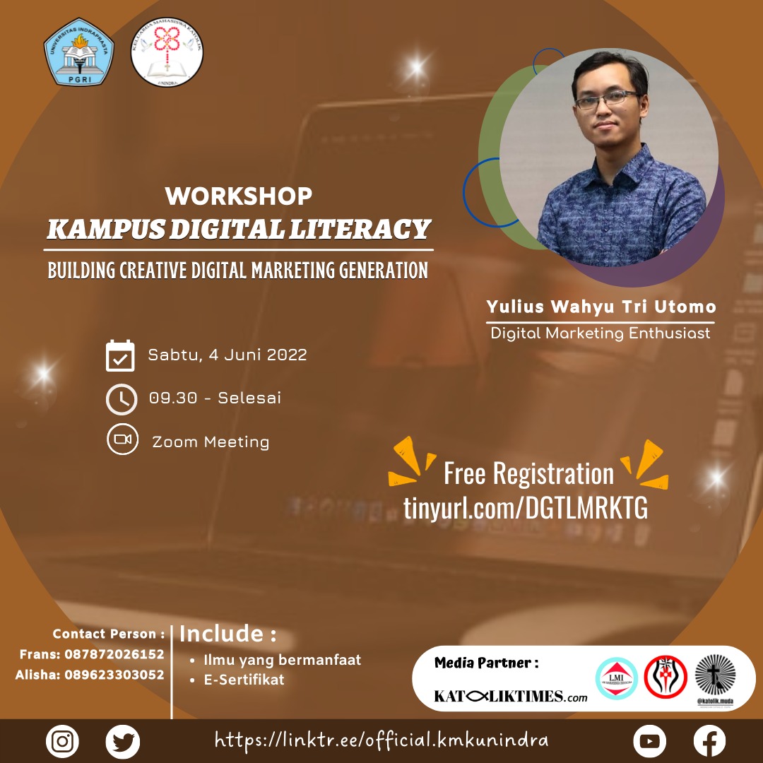 kmk_unindra's tweet photo. Shallom KMKerz!✨
Apa kabar semuanya? Semoga selalu sehat ya🤗

Setelah mengikuti Webinar Kampus Digital Literacy yang dilaksanakan tanggal 21 Mei yang lalu, yukk kita lanjutkan dengan mengaplikasikan ilmunya melalui kegiatan:
*WORKSHOP KAMPUS DIGITAL LITERACY* https://t.co/LWxPEZBxut