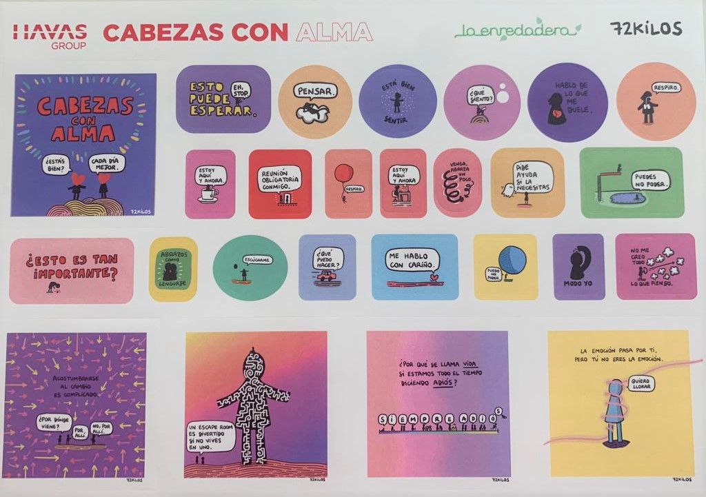 HavasYou's tweet photo. @HavasGroupES estrena hoy 'Cabezas con alma: Tu salud es lo más importante' en colaboración con la enredadera y @72kilos. Sesiones de concienciación sobre salud mental para aprender a identificar y gestionar emociones, englobadas dentro del programa de bienestar #HavasCare https://t.co/6tdpyn5tMU