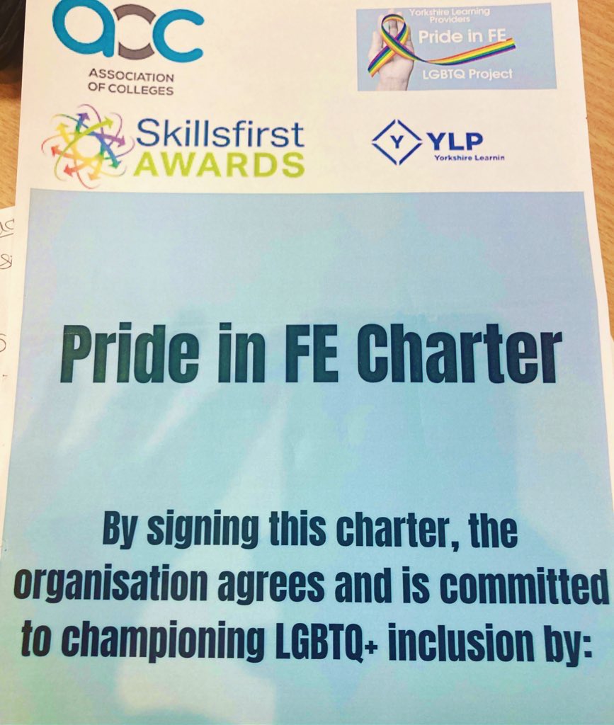 HAPPY PRIDE MONTH🏳️‍🌈 Time to promote,celebrate &amp; understand inclusion. we’re committed to supporting the sector in ensuring robust responses &amp; considerations in place for institutions &amp; curriculums - find out more about our Pride in FE charter - kelly.townend@wylp.org.Uk #pride