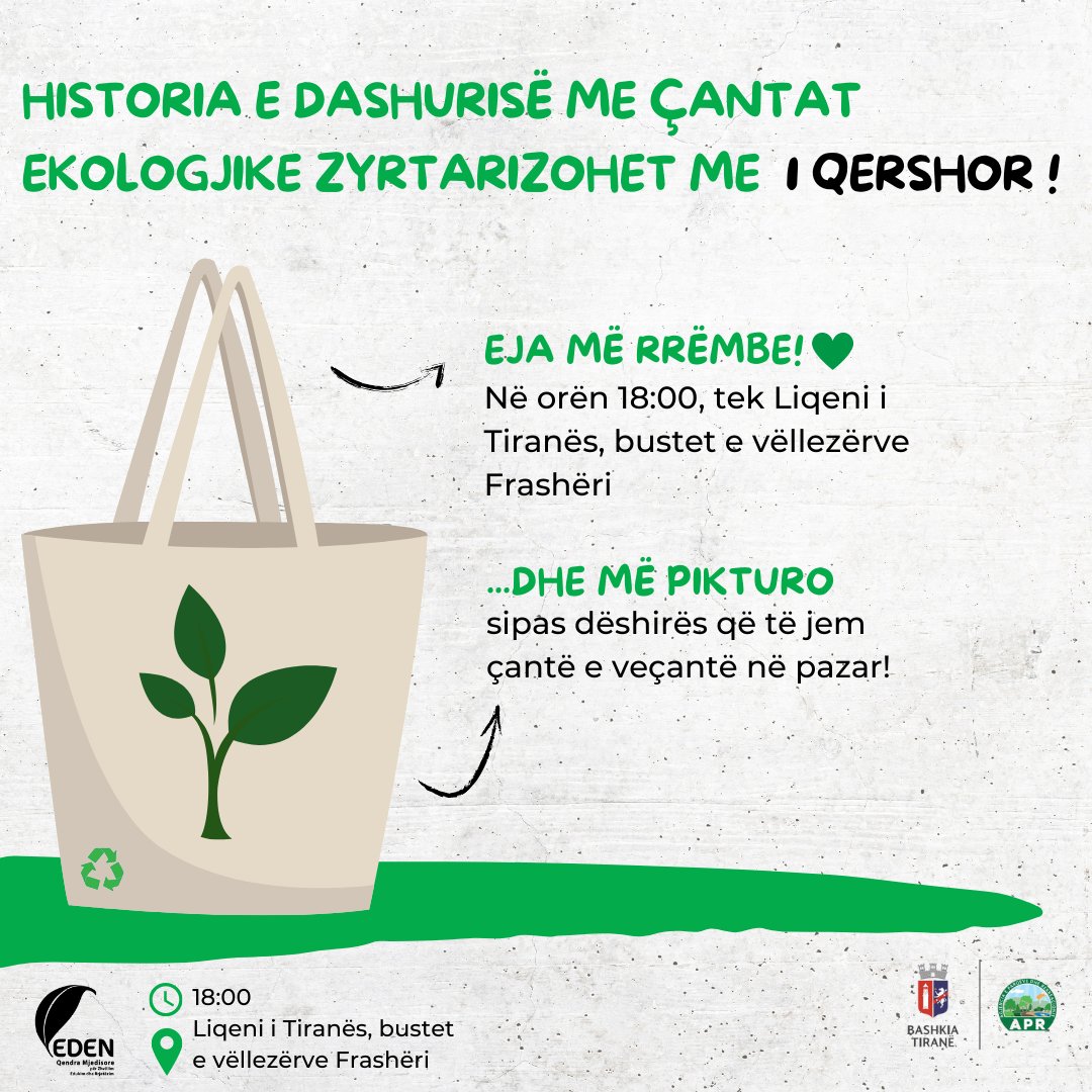 ergibregasi's tweet photo. Historia e dashurise me çantat ekologjike zyrtarizohet sot! Te presim...
#EDENCenter https://t.co/uG4lJyvems