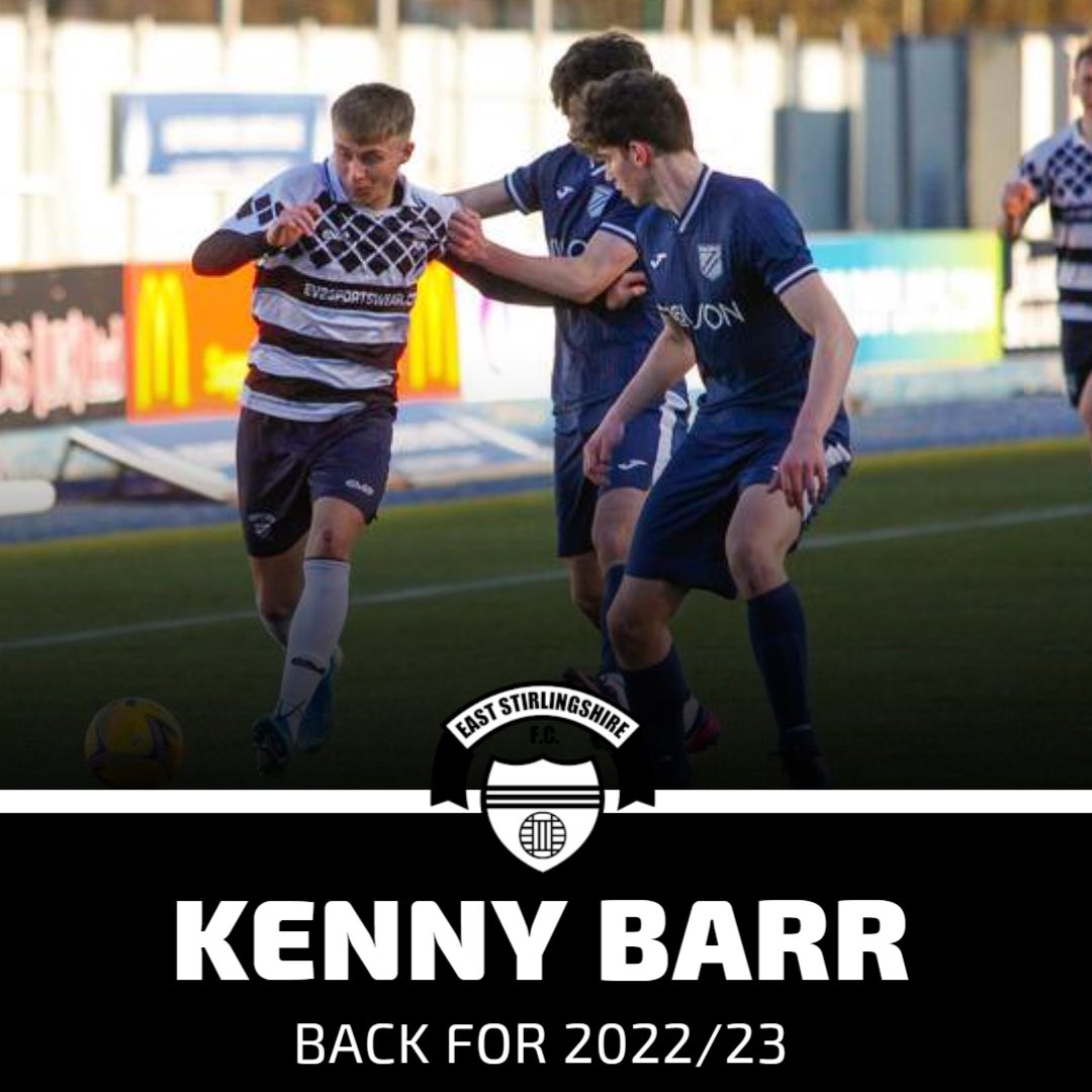 ✍️ | 𝙆𝙚𝙣𝙣𝙮 𝙨𝙞𝙜𝙣𝙨 𝙤𝙣.

Our second signing of the afternoon is the young and talented Kenny Barr who has agreed to sign on for 2022/23 after a fantastic debut season at The Shire. 

Welcome back, <a href="/Kennybarr123/">Kenny Barr</a>!