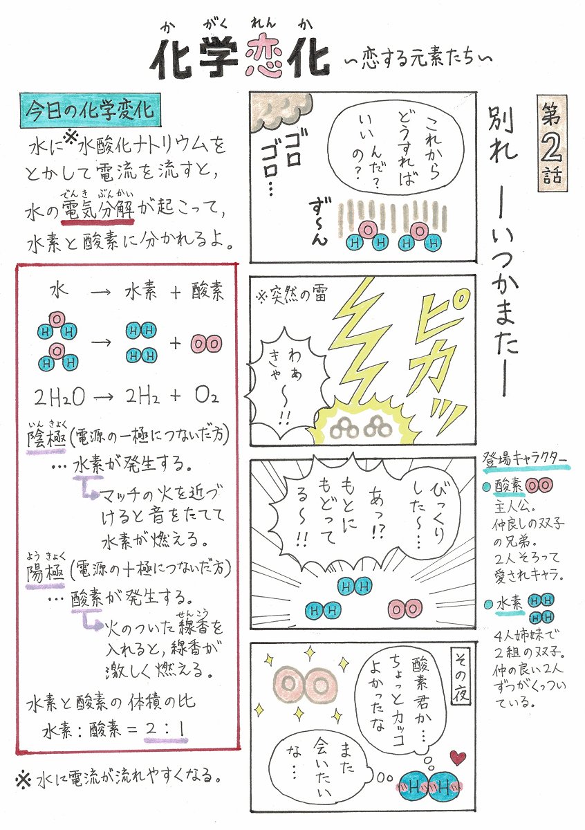 笑える理科ネタ Youtube始めました 中学2年理科の化学変化マンガ 化学恋化 全話まとめ マンガ 解説で中２化学 一部生物 をおさらいできます ストーリー重視なので教科書の学習順序とちがいます 試験範囲などに合わない回は解説を読み飛ばして