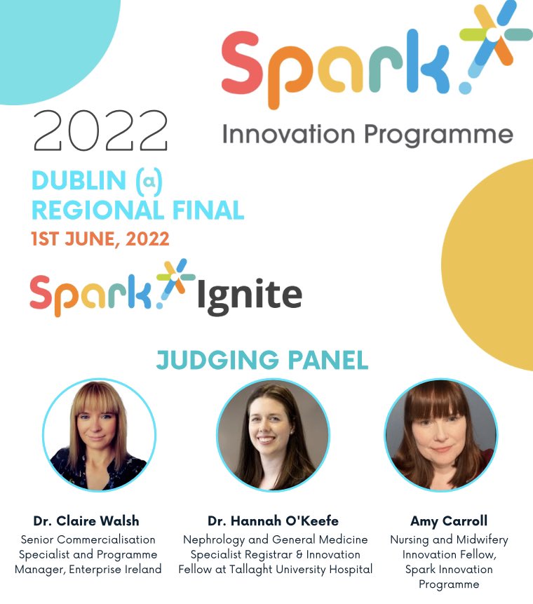 The countdown is on 4 tonight’s pitch event.Dublin region(a) will take 2 the virtual stage at 7pm 2 pitch their ideas for healthcare innovation &amp; compete for seed funding for their projects.Looking forward 2 welcoming our judges <a href="/H_okeeffe/">Hannah O'Keeffe</a> <a href="/happymadwifemum/">Amy Carroll</a> &amp; Claire Walsh <a href="/Entirl/">Enterprise Ireland</a>