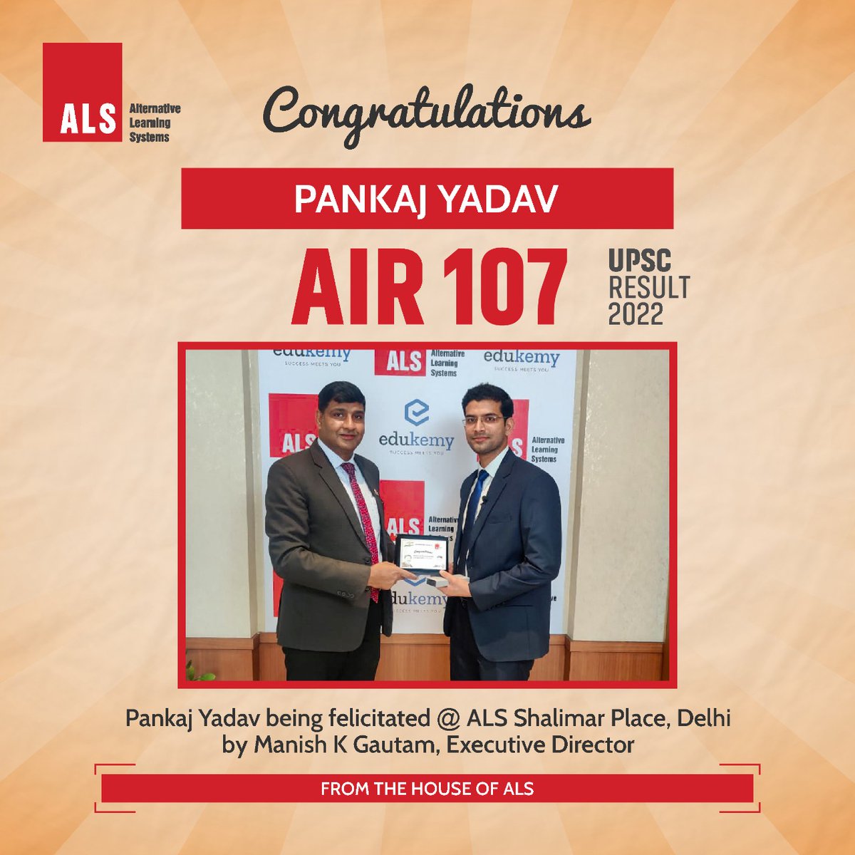 ALS_IAS's tweet photo. Congratulations
Pankaj Yadav
AIR 107
UPSC Result 2022
#alsias #als #ias #upscresults #civilservices #cse #iasexam #result #upscresult2022 #AIR107 #civilservicesexam #upscexam #pankajyadav https://t.co/fSxPSF3w9R