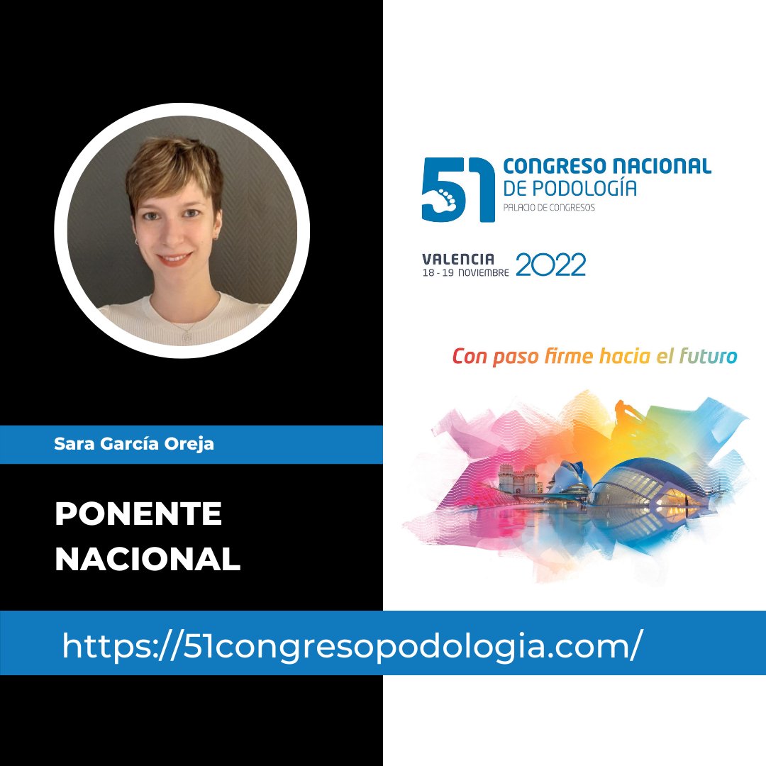 Estrenamos nuevo mes 🌞 Seguimos presentando los ponentes confirmados del 51 Congreso Nacional de Podología.

👋 Hoy es el turno de 𝐒𝐀𝐑𝐀 𝐆𝐀𝐑𝐂Í𝐀. Investigador Predoctoral. Beca UCM-Santander Universidad Complutense de Madrid.

#51cnpodo