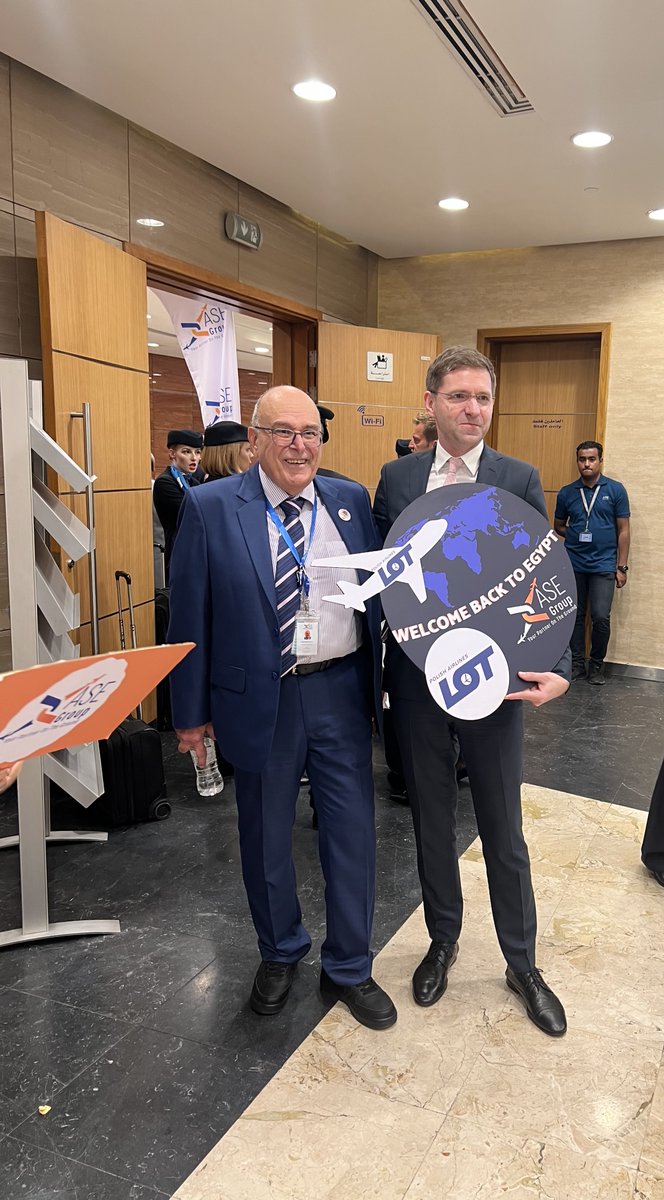 ASEGroup's tweet photo. Yesterday evening @LOTAirlinesUS landed in EGYPT for the first time in a long time and we are so here for it #yourpartnerontheground #flyLOT #LOTinEGYPT @ASEGroup https://t.co/6lSwcWKnow