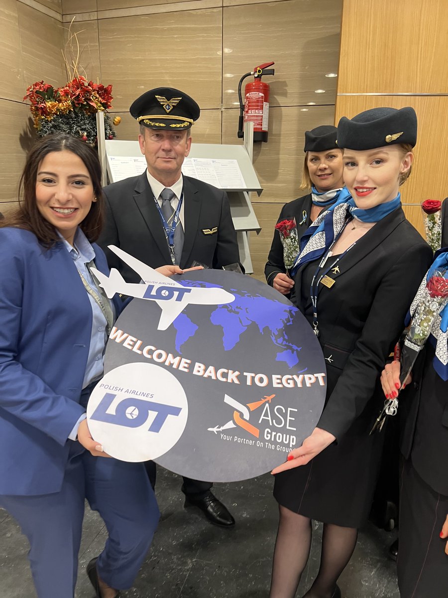 ASEGroup's tweet photo. Yesterday evening @LOTAirlinesUS landed in EGYPT for the first time in a long time and we are so here for it #yourpartnerontheground #flyLOT #LOTinEGYPT @ASEGroup https://t.co/6lSwcWKnow