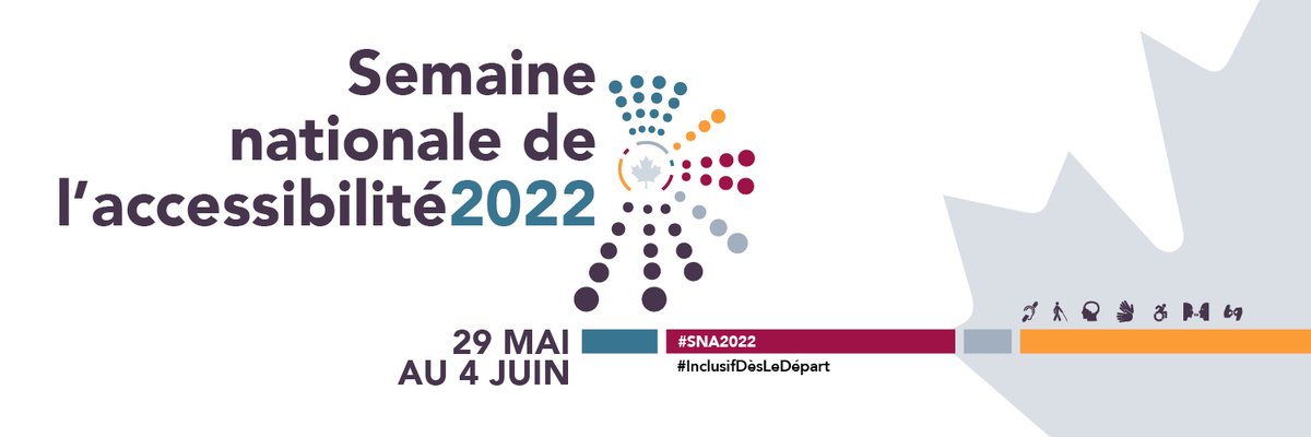 Canada! #SVQ que c’est la Semaine nationale de l’accessibilité? Participez à la conversation. 
Voyez comment vous pouvez favoriser l’inclusion des personnes en situation de handicap dans votre quotidien. 
#SNA2022 #InclusifDèsLeDépart