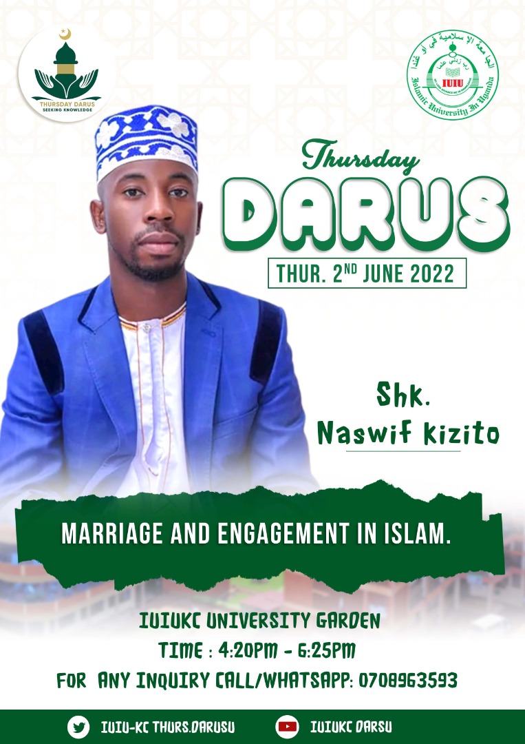 In tomorrow's Darusu, we are to have Sheikh Naswif Kizito.