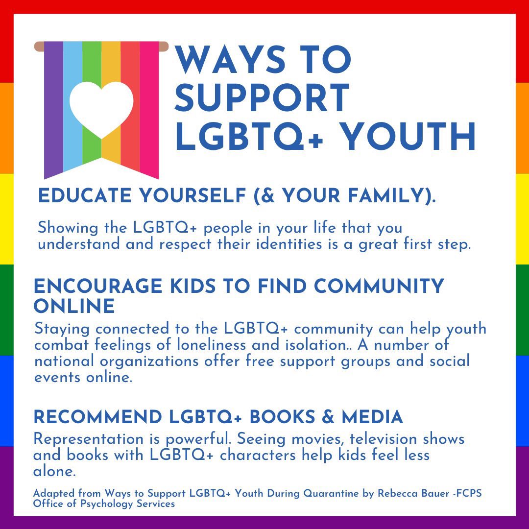 FCPS School Psychology Services (@fcpspsychs) on Twitter photo #tipfortoday All kids need & deserve supportive adults in their lives. Whether you’re a parent or family member of a LGBTQ+ kid, or your child is friends w/ a LGBTQ+ youth, etc., here are some ways you can support the LGBTQ+ youth in your life. #pridemonth2022 <a href="/fcpsnews/">Fairfax Schools 🌟</a> #tipfortoday All kids need & deserve supportive adults in their lives. Whether you’re a parent or family member of a LGBTQ+ kid, or your child is friends w/ a LGBTQ+ youth, etc., here are some ways you can support the LGBTQ+ youth in your life. #pridemonth2022 <a href="/fcpsnews/">Fairfax Schools 🌟</a>