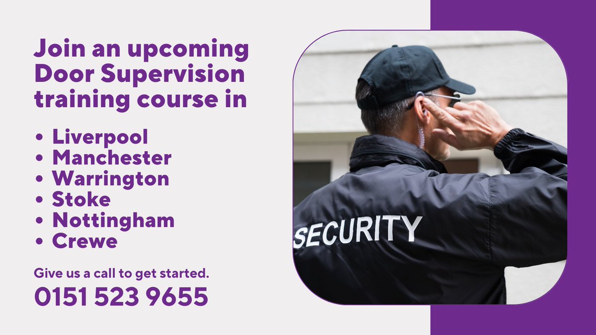 TSL_NW's tweet photo. Our Door Supervision training ensures that you receive the right training and qualifications to excel within the industry. 

Have a quick chat to find out more...

📞 0151 523 9655 https://t.co/7Hjh1AGhj8