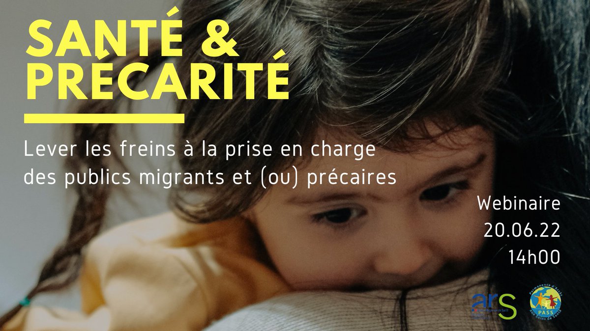🗓️ A vos agendas !

Le 20 juin à 14h, la Coordination régionale des PASS, l'ARS et leurs partenaires proposent le webinaire "Santé et précarité : lever les freins à la prise en charge des publics migrants ou précaires"

Inscriptions : forms.gle/875JMDwyhqCbBW…