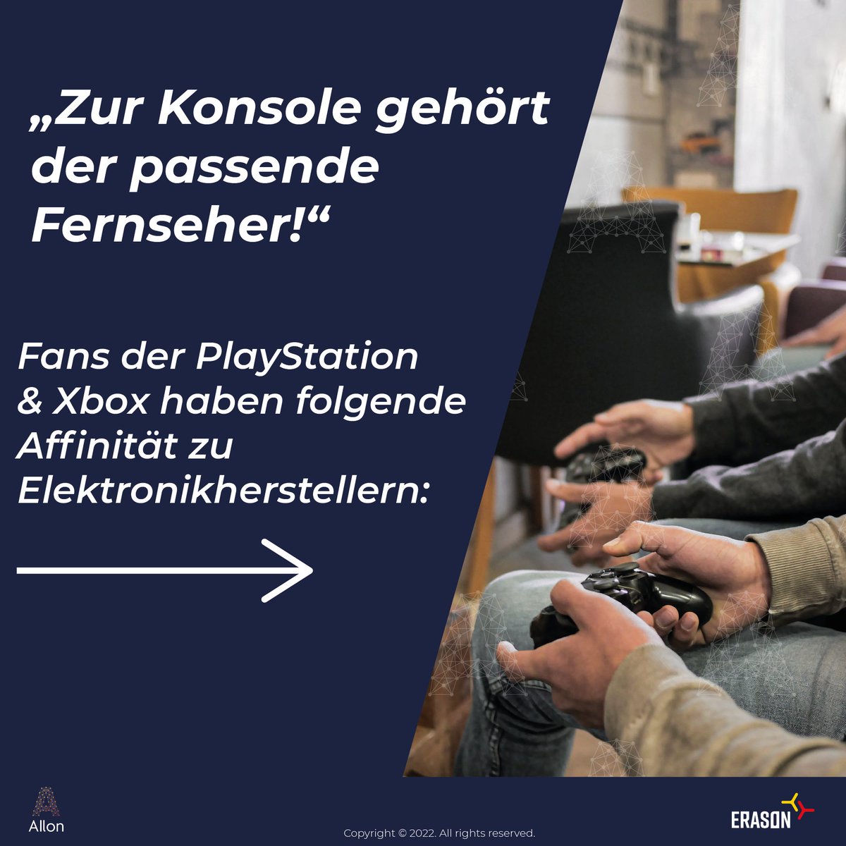 AIlon_stats's tweet photo. Für ein angemessenes Spielerlebnis auf der Konsole braucht es einen passenden Fernseher. Zu welchen ausgewählten Elektronikhersteller Fans der @Xbox und @PlayStation die höchste Vorliebe haben, siehst du in unserem heutigen Post.

@LGDeutschland @PanasonicDE  #marketing https://t.co/BbyNjB8xrb