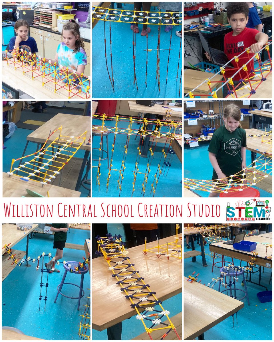 Stem4L's tweet photo. It was #knex Bridgeapoolza today - 11 unique designs spanning our 1 meter chasm to see if they let our two Beanie Baby cows cross the road to new pasture.  6 were fully successful - and 5 fell into "not yet" . . . definitely some creative 3rd / 4th graders #cvsdvt #wcsvt #vted https://t.co/98C37rE6nD