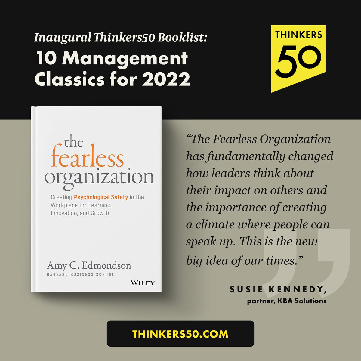 Thinkers50 (@thinkers50) on Twitter photo We can think of no book that’s had as big an impact in as short a time as <a href="/AmyCEdmondson/">Amy Edmondson</a>’s The Fearless Organization. The book has quickly garnered a following so solid it can be named a classic, earning it a well-deserved spot on our list of most influential business books. We can think of no book that’s had as big an impact in as short a time as <a href="/AmyCEdmondson/">Amy Edmondson</a>’s The Fearless Organization. The book has quickly garnered a following so solid it can be named a classic, earning it a well-deserved spot on our list of most influential business books.