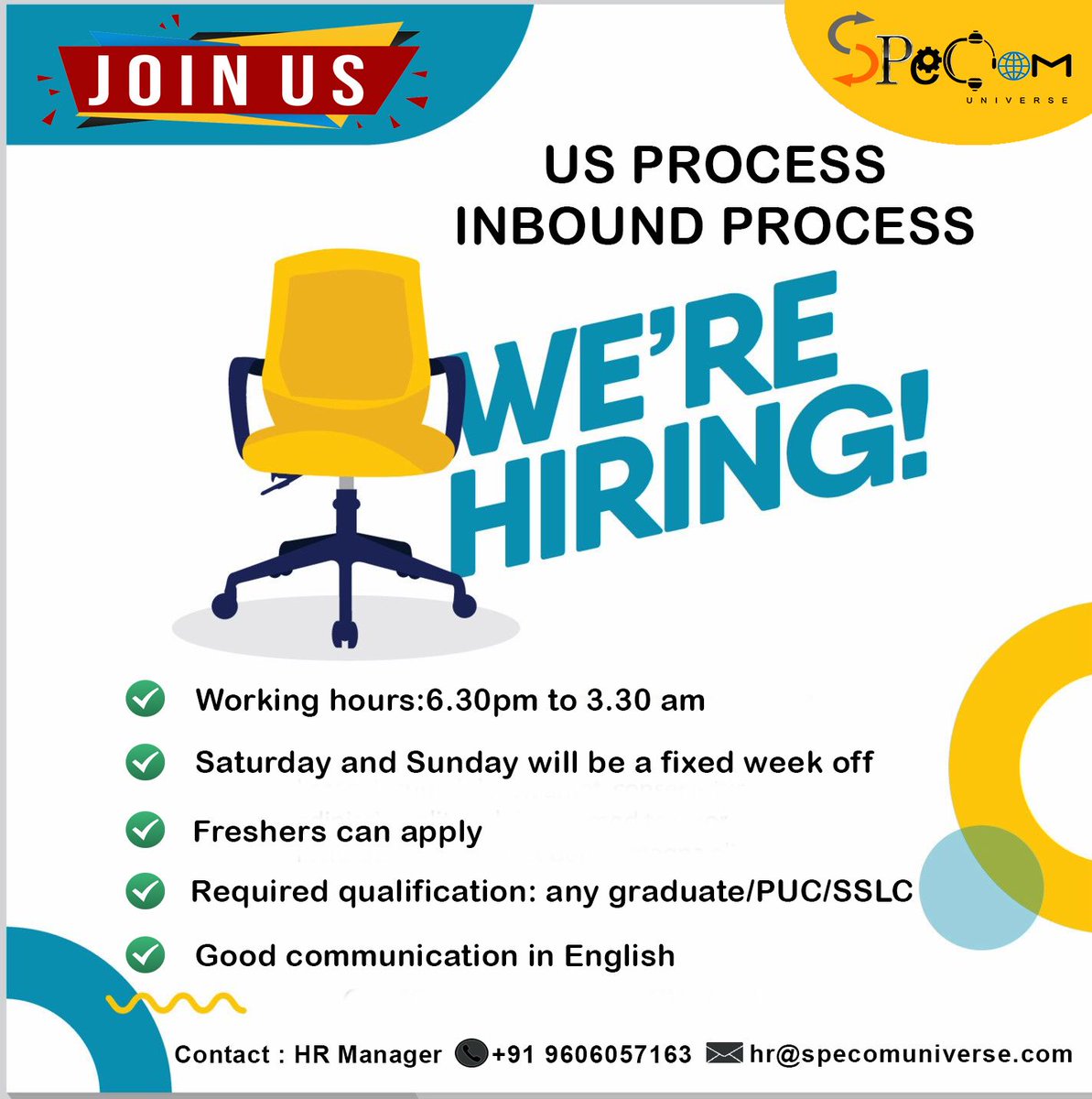 SpecomUniverse's tweet photo. WE ARE HIRING FOR US PROCESS INBOUND PROCESS
.
.
.
.
.
#usprocess #usprocessjobs #inbound #usprocessingplants #usprocessors #hiringdesigners #hiringnow #hiringalert #bpousa #bpo #usa🇺🇸 #mysorelocation https://t.co/zvQserFzcN