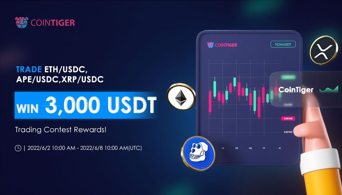 NugesSir's tweet photo. @apecoin 📣#CoinTigerNewListing

#ETH/USDC, #APE/USDC and #XRP/USDC Trading Pairs will be available on #CoinTiger at 10:00 am on 2 June 2022 (UTC).

🎉Trading Contest, Win 3,000 USDT
📅2 June 10:00 am - 8 June 10:00 am (UTC)

🌈Campaigns are as follows

Check the campaign on Cointiger Ann https://t.co/7jFXOQHUy1