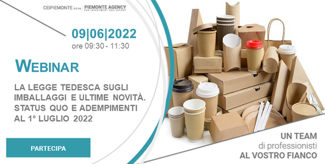 Ceipiemonte's tweet photo. Esportate in #Germania prodotti imballati?Conoscete la normativa #VerpackG?@Ceipiemonte propone #webinar il 9 giugno per fare il punto suobblighi e responsabilità introdotte dalla direttiva per non incorrere in sanzioni: https://t.co/6kCbUnF5sn
#Piemontexcels #Formazione #Export https://t.co/SnCNn0WEIi