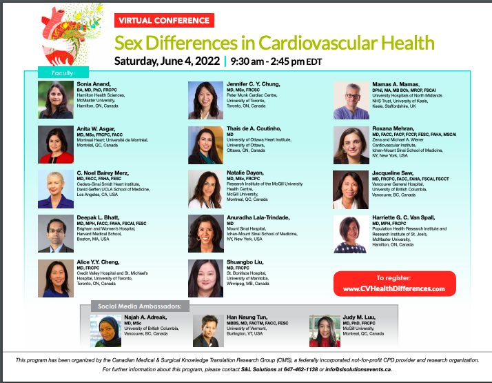 Dr.Najah Abobaker Adreak (@najahadreak) on Twitter photo 📢Any plans for this Saturday?
Come join us for this accredited #virtual conference on #SexDifferences in #Cardiovascular Health with top experts in #womenshearthealth, co-chaired by Drs. <a href="/ShelleyZieroth/">Shelley Zieroth</a> & <a href="/DrMarthaGulati/">Dr. Martha Gulati ♥️🫀❤️🩹🇨🇦</a>
🔗Register here: bit.ly/3zaBO6c 📢Any plans for this Saturday?
Come join us for this accredited #virtual conference on #SexDifferences in #Cardiovascular Health with top experts in #womenshearthealth, co-chaired by Drs. <a href="/ShelleyZieroth/">Shelley Zieroth</a> & <a href="/DrMarthaGulati/">Dr. Martha Gulati ♥️🫀❤️🩹🇨🇦</a>
🔗Register here: bit.ly/3zaBO6c