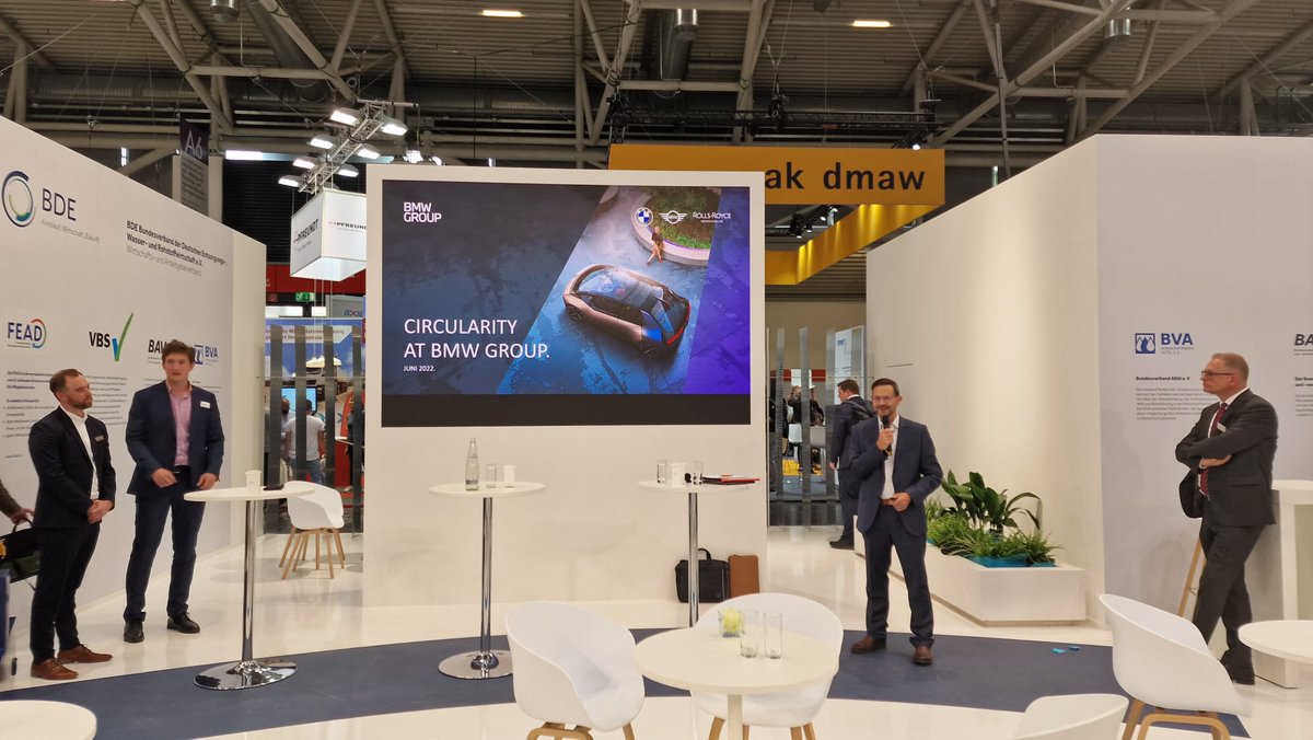 #Rethink, #reuse, #recycle: At #IFAT2022, representatives from the #automotive industry and the #recycling sector discussed the challenge of using end-of-life vehicles as a source of raw materials. Thanks to <a href="/bde_presse/">BDE e.V.</a>, <a href="/BMWGroup/">BMW Group</a>, #INZINinstitute, #ARN, #TSR. #IFAT