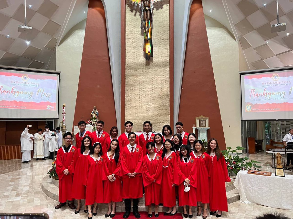 SBCA_CSG's tweet photo. The Central Student Government of San Beda College Alabang - SHS celebrates with the students and awardees in the Thanksgiving Mass that was held today at the St. Benedict Chapel. https://t.co/rzaGYkMV1c