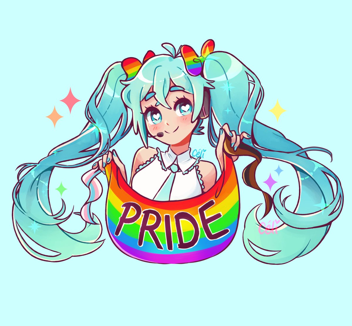 初音ミク 「🌈 miku says happy pride month ! 🌈 」|céli 🩷のイラスト