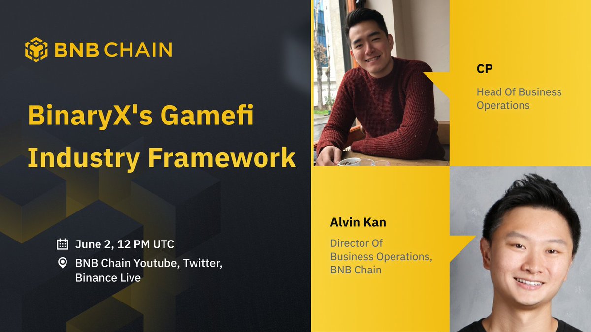 BNBCHAIN's tweet photo. Are you ready for another dApp Stars May AMA? 🤩

@alvin_kan will be hosting @binary_x to discuss the GameFi Industry Framework

📅 June 2
⏰ 12:00 UTC
📍 https://t.co/ylGWyOHons https://t.co/EGg8XeVrPe