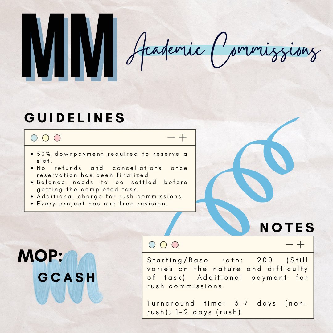 mm_acadcomms's tweet photo. WE'RE BACK!!!!!

we’re open for rush, non-rush, light, and heavy comms! ✨

tags: lf commissioner lf client academic commissions acads comms reflection paper position paper reaction acad commission lf commissioner lf client
#mmcommsfeedback https://t.co/eXjppheyQL