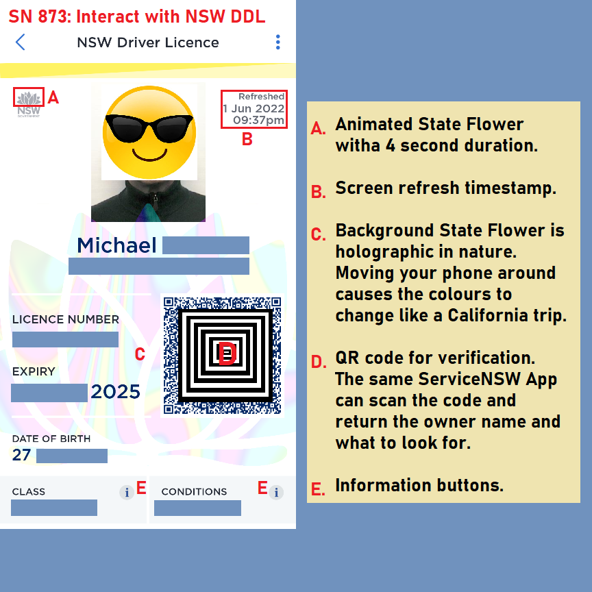 Zimmer4mp's tweet photo. @SGgrc Hi Steve. In case you don't know, here is more about SN873 NSW DDL. I'm just a regular citizen, not an employee, that doesn't need a false ID. You can't use a static screen grab. Police or Bouncer could open their App to verify your details. 
Michael. https://t.co/6nbBZPRt99