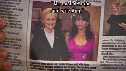 goslingsfilms's tweet photo. happy pride month to mr leslie knope and wife ann only. https://t.co/gh5pYIK945