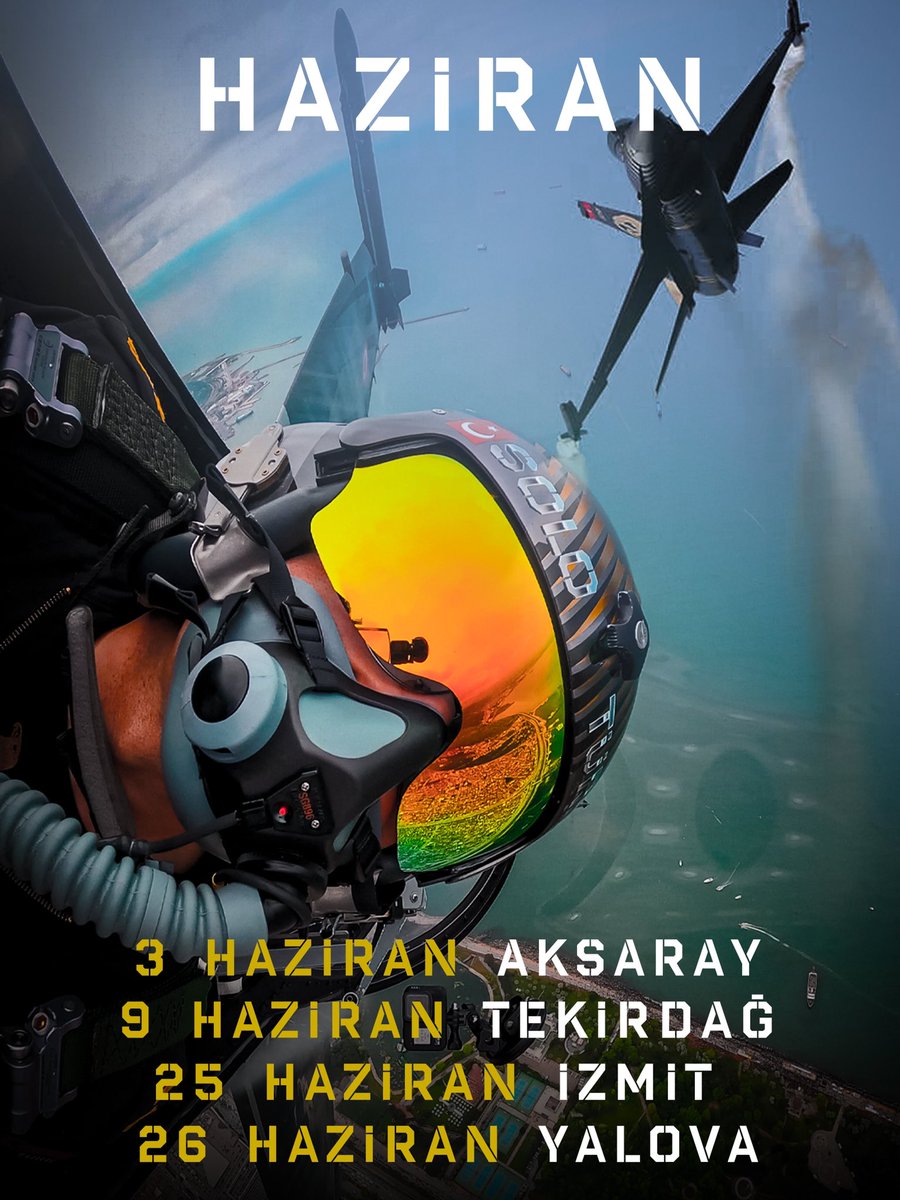 SOLOTÜRK Haziran 2022 Gösteri Takvimi

#solotürk #soloturk #aviation #avgeek #aviationlovers #aviationdaily #aviationgeek 
<a href="/tcsavunma/">T.C. Millî Savunma Bakanlığı</a> <a href="/TSKGnkur/">TSK</a>