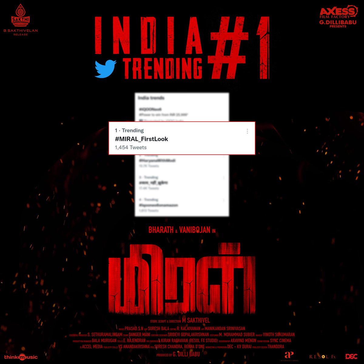 StudioFramesIn's tweet photo. #TrendingNo1 on Twitter 
#MIRAL_FirstLook

@AxessFilm @Dili_AFF @SakthiFilmFctry @sakthivelan_b @bharathhere @vanibhojanoffl @itspooranesh @DuraiKv @decoffl https://t.co/3kS5awhAhZ