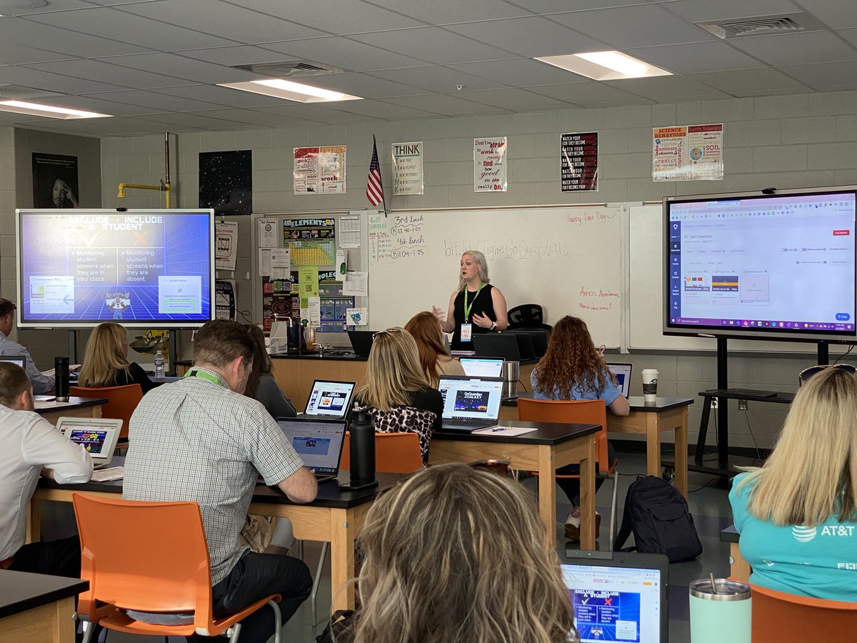 Great session by <a href="/TigheTweets/">Emily Tighe</a> on best practices for using @GoGuardian in the #classroom. 

It shouldn’t be a”gotcha” tool. Interact with #students who don’t want to publicly ask questions.  #ifllex