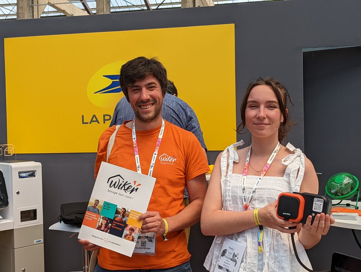 #web2day
Cet après-midi, retrouvez les startups :  - <a href="/sparklinplug1/">Sparklin</a>, la prise connectée pour les véhicules électriques
- <a href="/wikerfr/">WiKer</a>, le réseau qui valorise les initiatives locales

Sur le stand de notre partenaire <a href="/LPNews_PDL/">La Poste Groupe PDL</a> sous les Nefs 

Mhaia et Dylan vous attendent ! ✨🚀