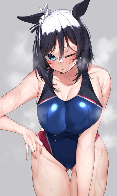 #ウマ娘 
#ウマ娘プリティダービー 
skebで描いたエイシンフラッシュver競泳水着だよ 