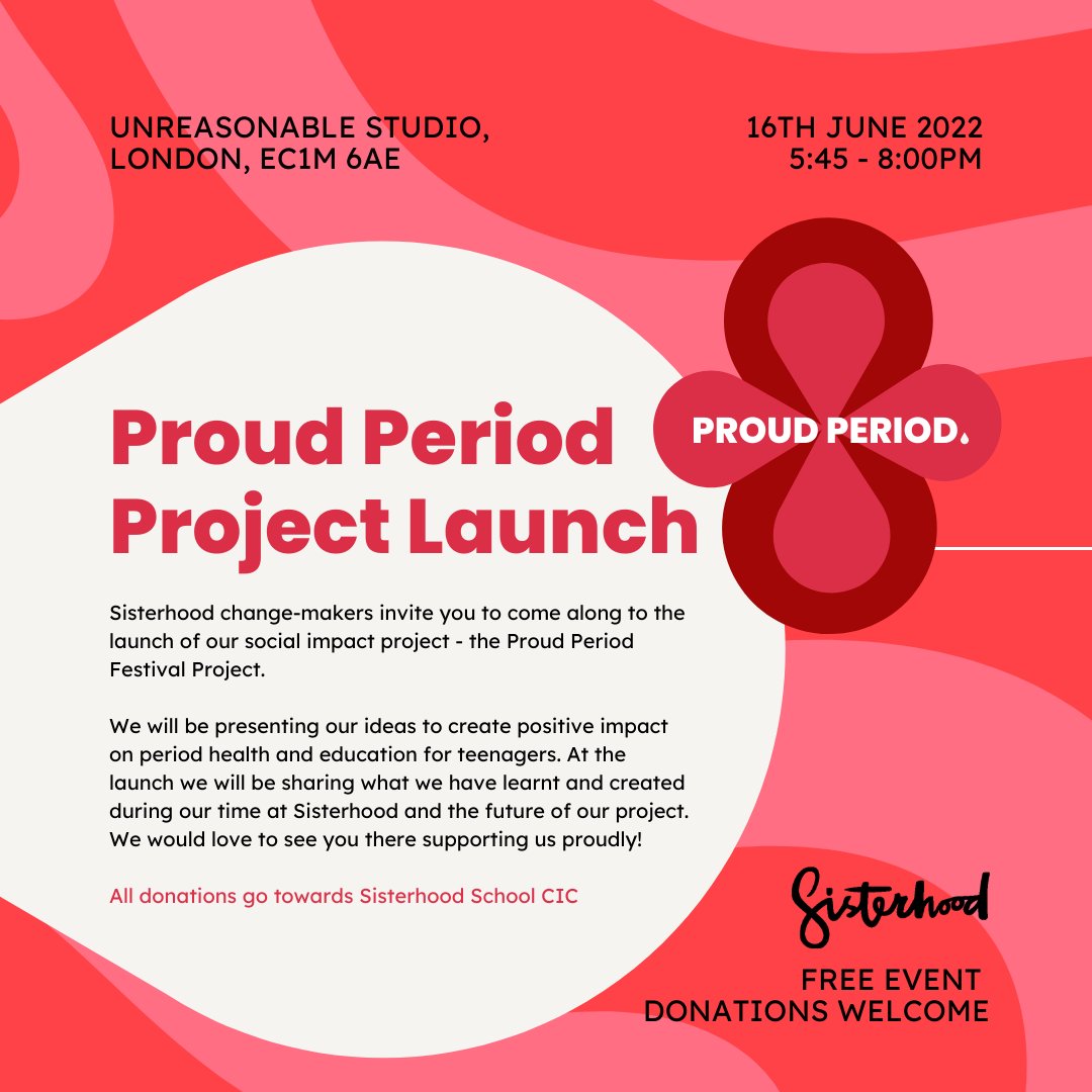 Our current cohort of change-makers are ready to launch their social impact project into the world! We'd love for you to join us to celebrate and support the Proud Period project in ending the poverty of menstrual education &amp; health! Sign up here: bit.ly/3NQCQZs