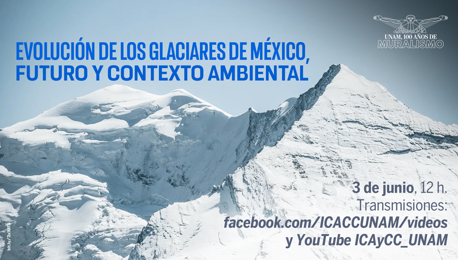 UNAM_MX's tweet photo. Los glaciares ❄️ de las montañas más altas de México: Citlaltépetl, Popocatépetl, Iztaccíhuatl 🗻. Entérate de las causas de la extinción o el retroceso 💧 y el contexto en que se dan estos cambios. Transmisión de @ICAyCC_UNAM > https://t.co/FzU1gA3UXl
#UNAM100AñosDeMuralismo https://t.co/porhSm8Kbz