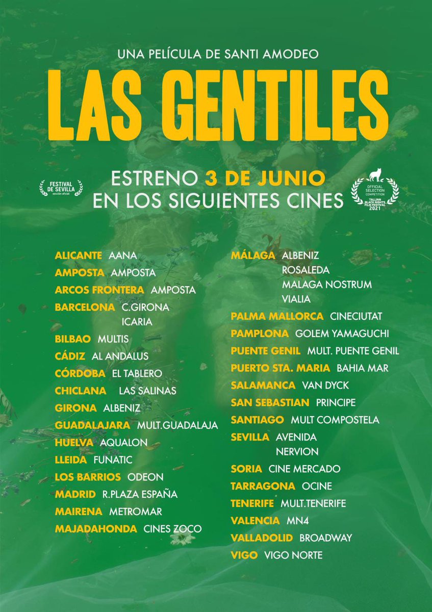 <a href="/aisge/">AISGE</a> <a href="/Santi_Amodeo/">Santi Amodeo</a> <a href="/alfapictures/">Alfa Pictures</a> <a href="/cototriz/">beatrizcotobal</a> <a href="/lolabuero/">Lola Buero</a> <a href="/acacineandaluz/">Academia de Cine de Andalucía I Premios Carmen</a> @Gervasito <a href="/DPAstiarraga/">D.P.Astiárraga</a> @HoraAmerica <a href="/Filmand_/">filmAnd</a> <a href="/ASECAN__/">ASECAN</a> A partir de este viernes podéis verla en todos estos cines 👇