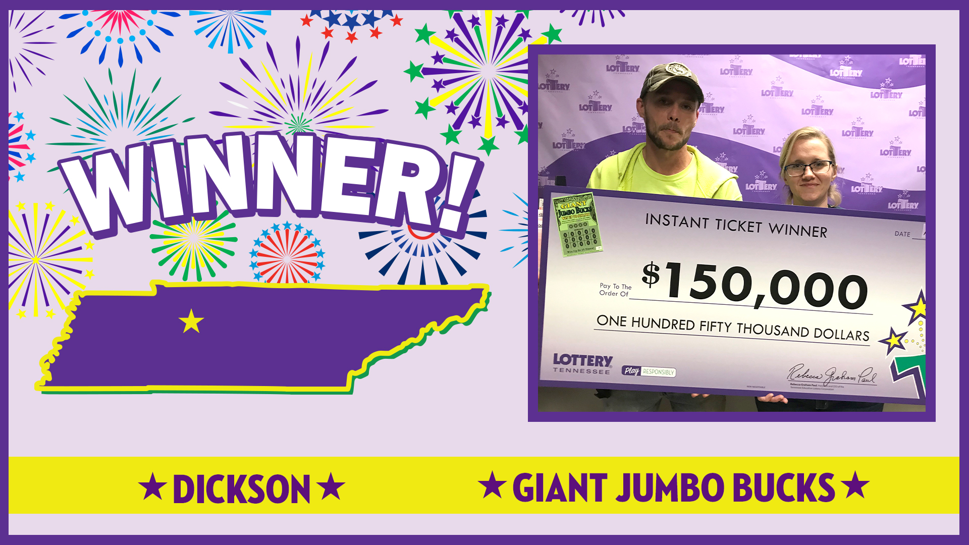 Tennessee Lottery on Twitter "Rebecca T. and her husband got a GIANT