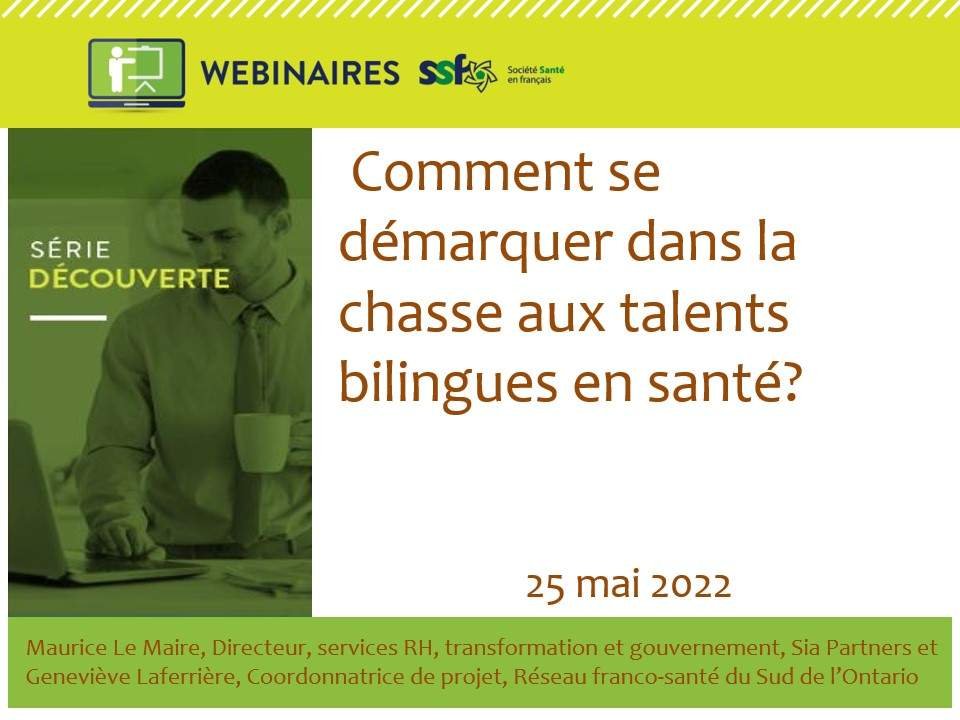 santefrancais's tweet photo. Pour les personnes intéressées qui n'auraient pas eu la chance d'y assister, notre webinaire du 25 mai dernier " Comment se démarquer dans la chasse aux talents bilingues en santé" est en ligne! https://t.co/AFypzQCZfx https://t.co/wP5OhzKsl4