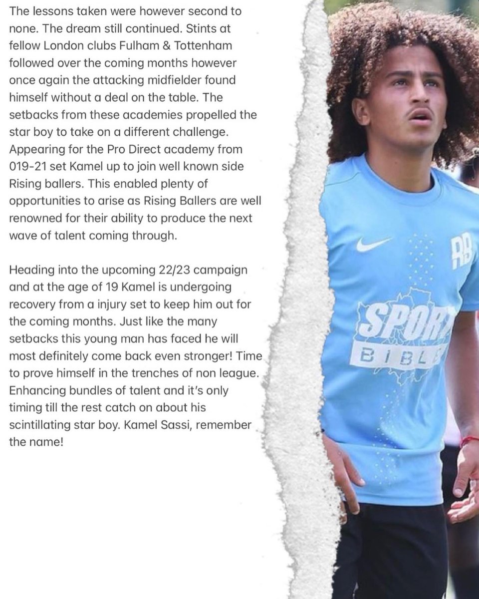 Kamel Sassi. The Tunisian French born wizard. From the countless academies and set backs to being on the verge of stardom. This story is only just beginning though!