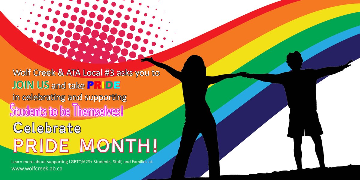 <a href="/WCPS72/">Wolf Creek Schools</a>  &amp; <a href="/atalocal3/">ATA Local #3</a> asks you to join us and take PRIDE in celebrating and supporting students to be themselves! Celebrate PRIDE MONTH!
Learn more about programs and resources for students and families at: bit.ly/3Nc9STF