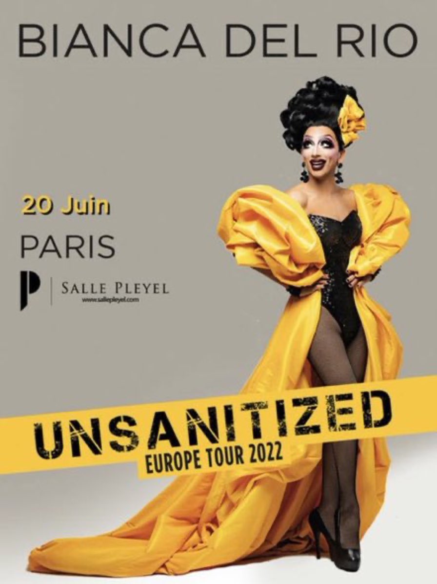 🇫🇷France 🇫🇷Hurricane <a href="/TheBiancaDelRio/">Bianca Del Rio</a> will unzanitzed you during her show in Paris on June 20.
So bitches show you and tell me who will see her 🤡🤡🤡 I have my place💛🖤💛🖤💛🖤💛🖤💛🖤💛🖤💛