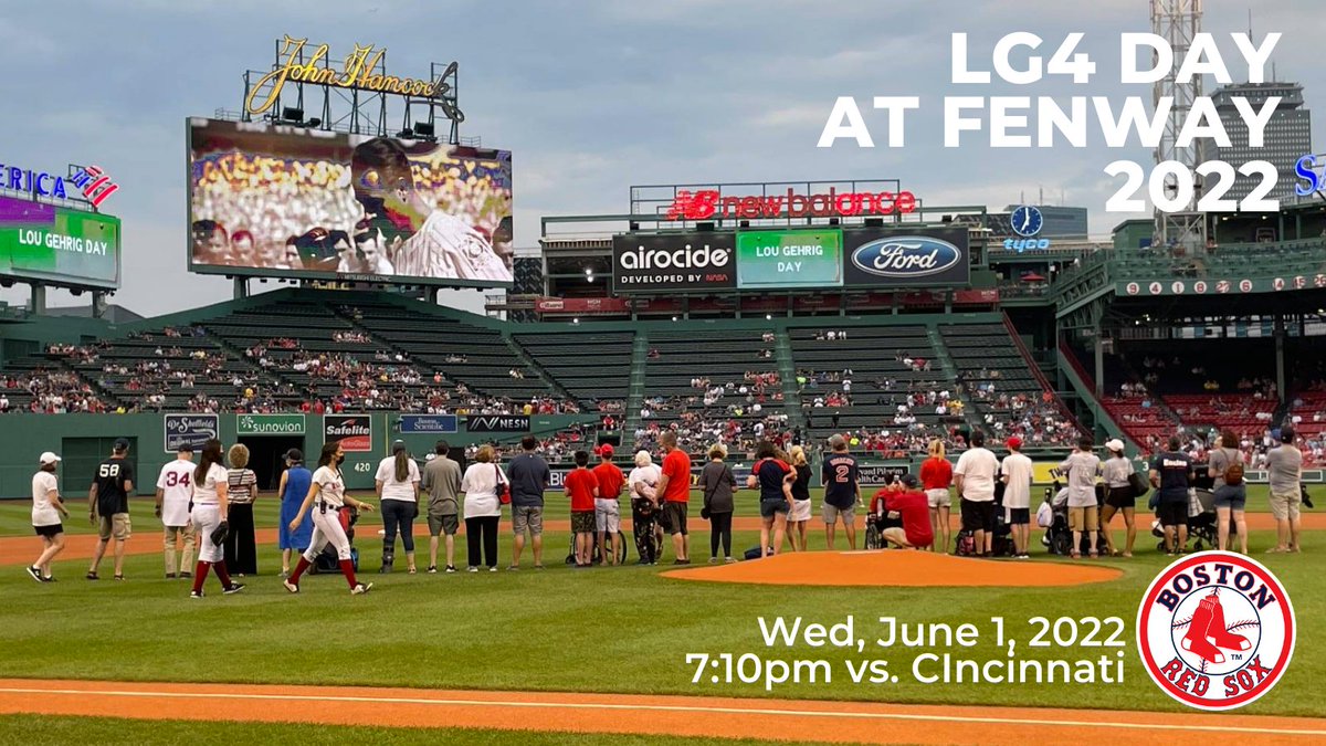 alsone_official's tweet photo. Looking forward 2 tonight's #ALS #LG4DAY game @ #FenwayPark! The @RedSox are off tomorrow so their commemorative #LouGehrigDay game will be played tonight against the @Reds. We were given 5 tix for 1 #ALSfamily to attend &amp; are looking forward to this special night. #StrikeOutALS https://t.co/JVrMwB31xH