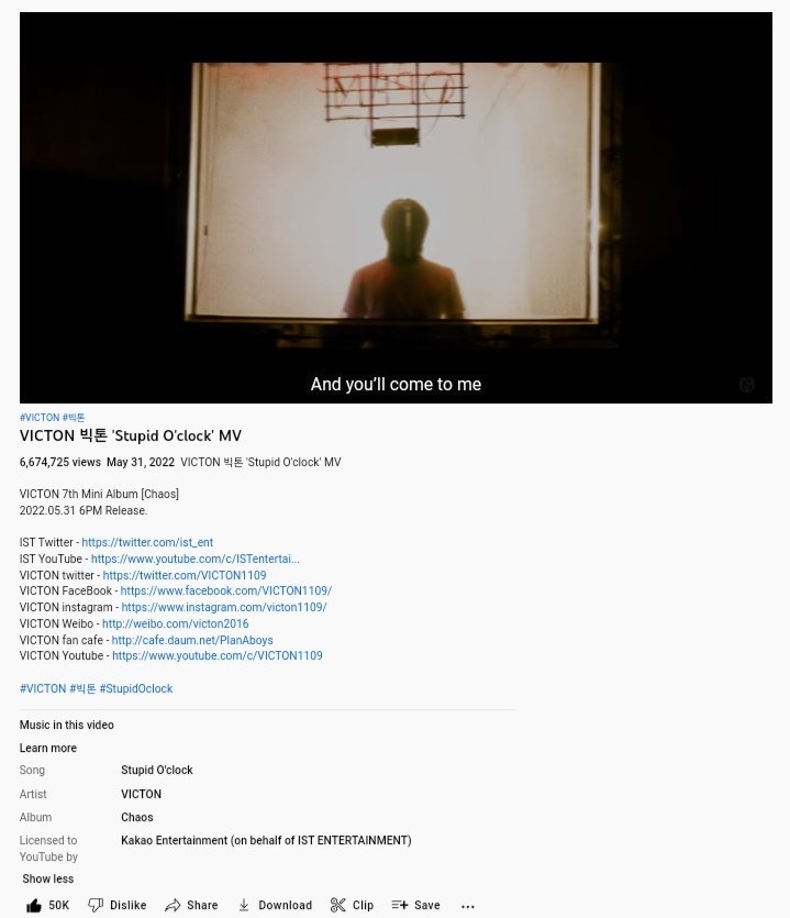 VICTON's '#Stupid_Oclock' MV has reached 6.6M views &amp; 50K likes on <a href="/VICTON1109/">VICTON(빅톤)</a>'s channel! Remember to like and interact in the comments section! 💙💛

Goal: 10M, 100K

→ youtu.be/OqVgOyrJsng

#VICTON  #빅톤 #Chaos #스투핏_어클락