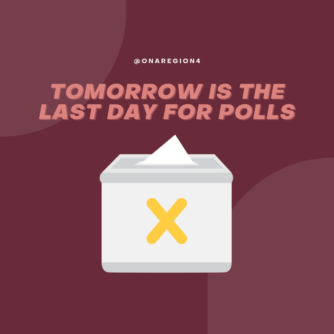 The last day for polls is TOMORROW from 9am-9pm at your local polling stations. Go to elections.on.ca to find your polling station and check out ONA's platform comparison at ona.org/vote/ @ontarionurses #onpoli #nursesvote