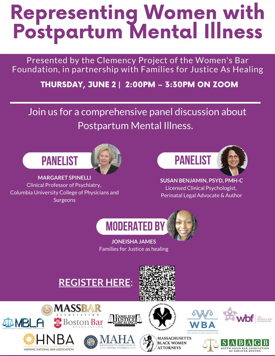Please join us for this timely and important conversation about #womenshealth and #wellness sponsored by <a href="/WBFofMA/">Women's Bar Foundation</a> The Women's Bar Foundation of Massachusetts. You can register by scanning the QRC code below.