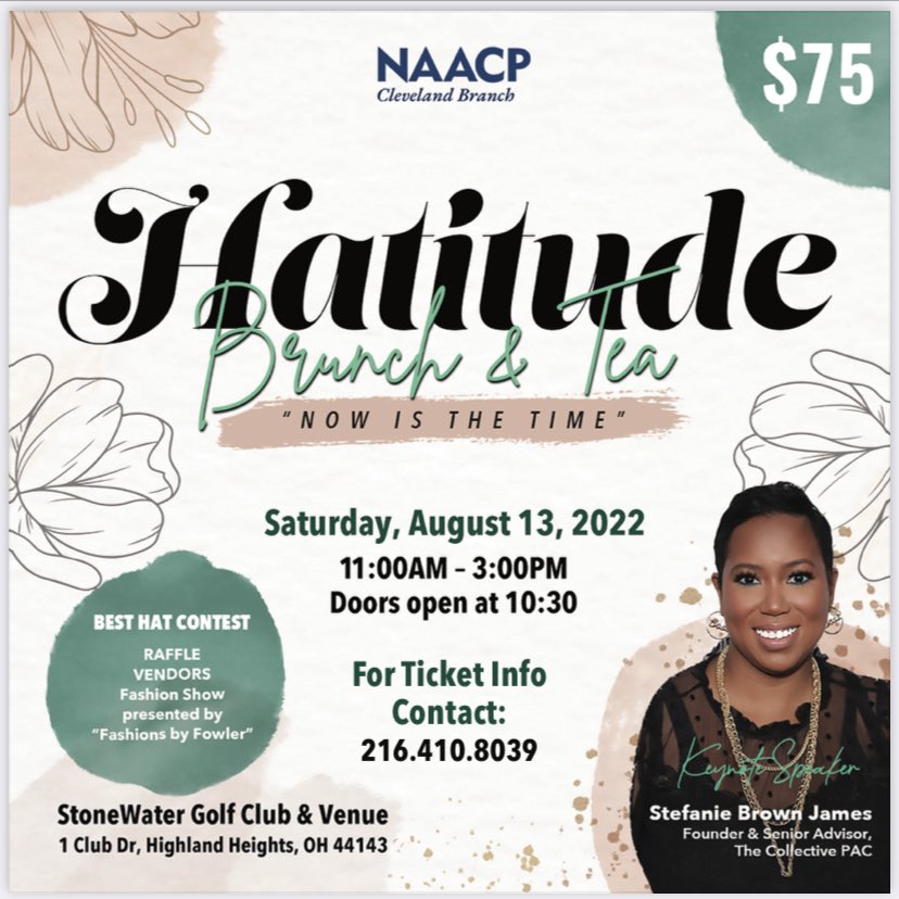 Our annual event Hatitude Brunch &amp; Tea will be held this August 2022 with keynote speaker <a href="/StefBrownJames/">Stefanie Brown James</a> of <a href="/CollectivePAC/">Collective PAC</a>. Join us in this intimate social affair where we raise awareness &amp; highlight social issues primarily relevant to women,uplift women,&amp; support local vendors.