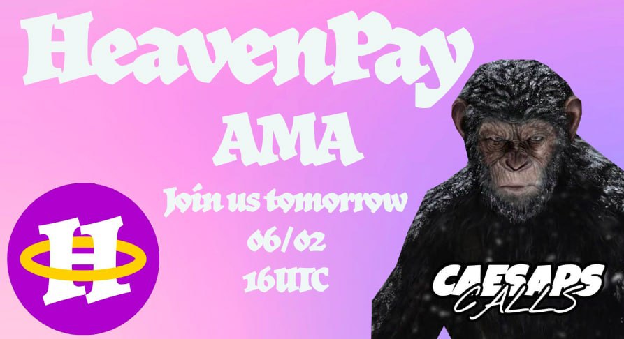 heavenpayBSC's tweet photo. Join us tomorrow 06/02 with an AMA at @CaesarsCalls 
our public sale is now live on @pinkecosystem Please join us in our telegram to learn more! #heavenpay #crypto #defi https://t.co/5Xe4MGz5YQ