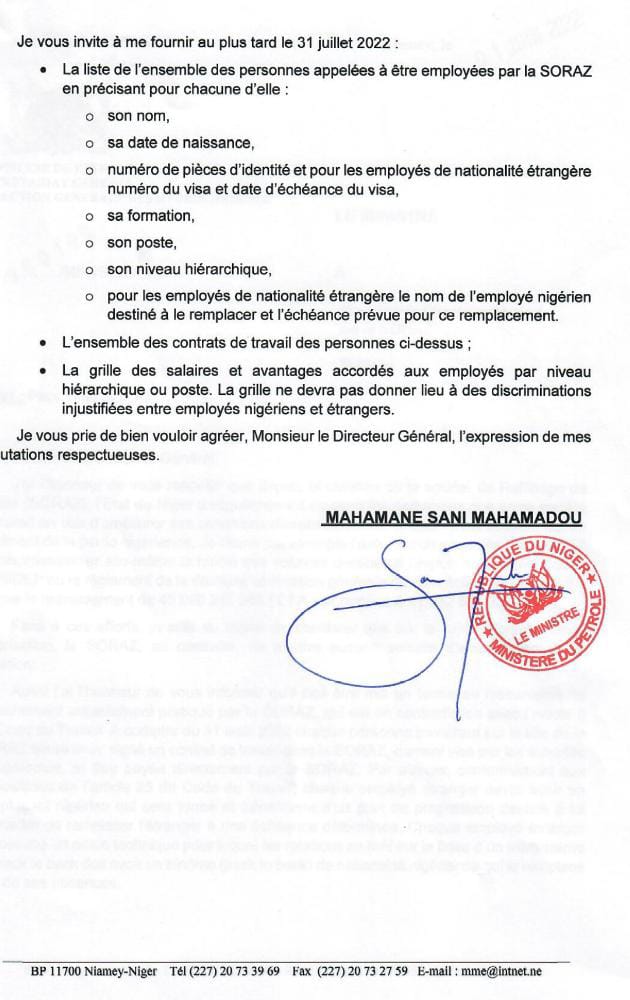 Infointox277's tweet photo. #Niger #Info lettre du @MPeNiger @SaniMhm. https://t.co/flUGmx3AUI